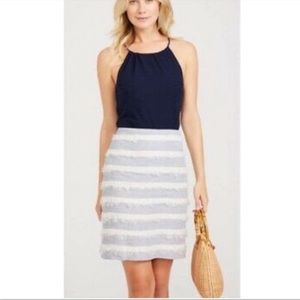 J. McLaughlin Linen Striped Fringe Pencil Skirt - 6